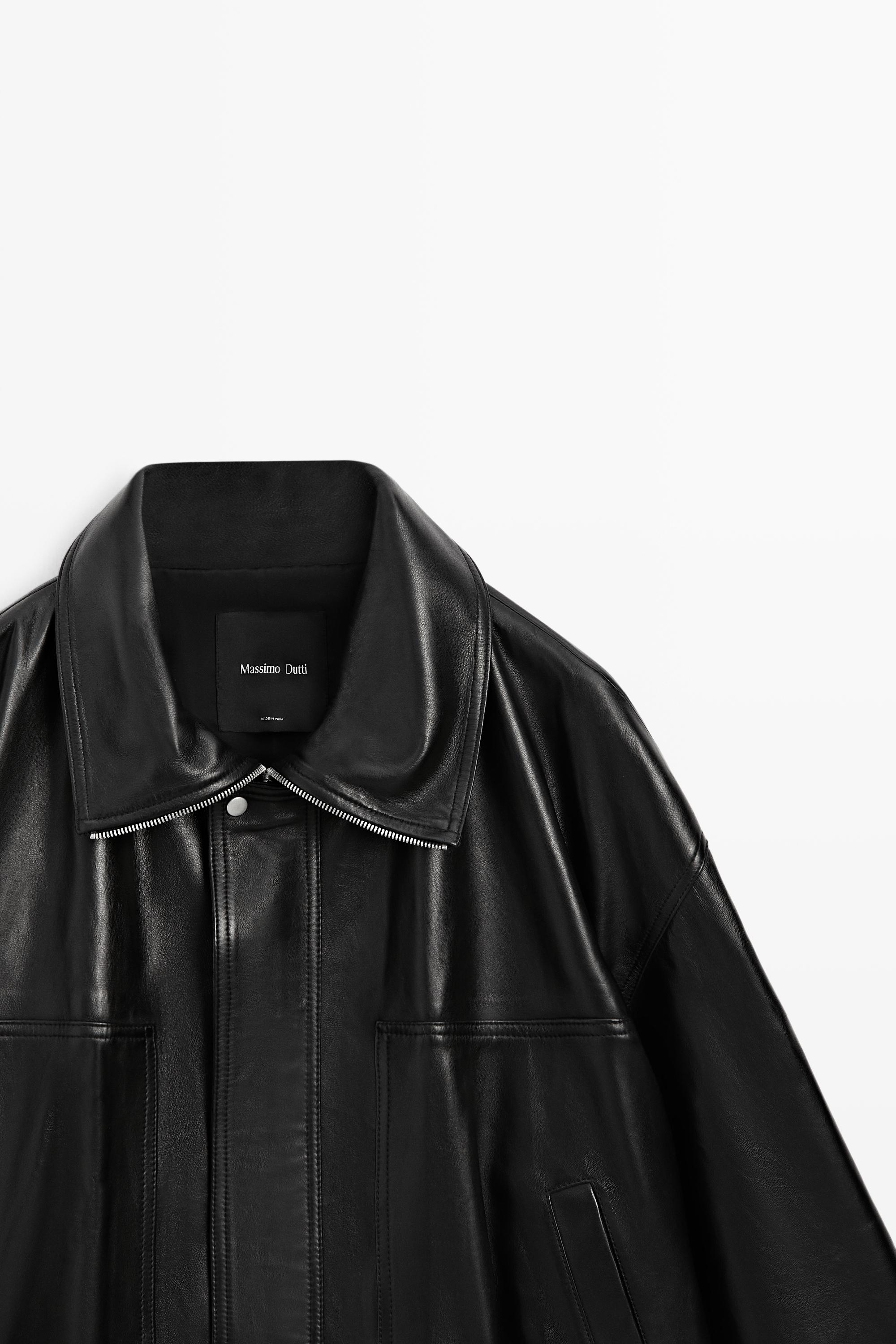 Veste bomber en cuir nappa